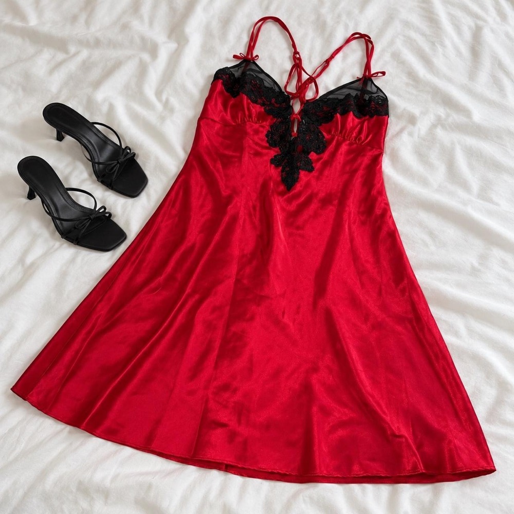 Y2K red slip dress size medium